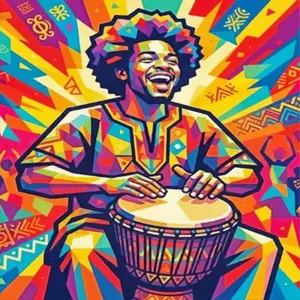 Musician man diamond painting kit featuring a male musician and artistic details