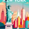New York poster diamond painting with iconic city skyline