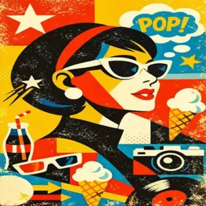 Pop art woman diamond painting kit featuring a colorful female portrait