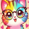 Rainbow kitty diamond painting kit with vibrant rainbow colors