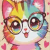 Rainbow kitty diamond painting kit with vibrant rainbow colors