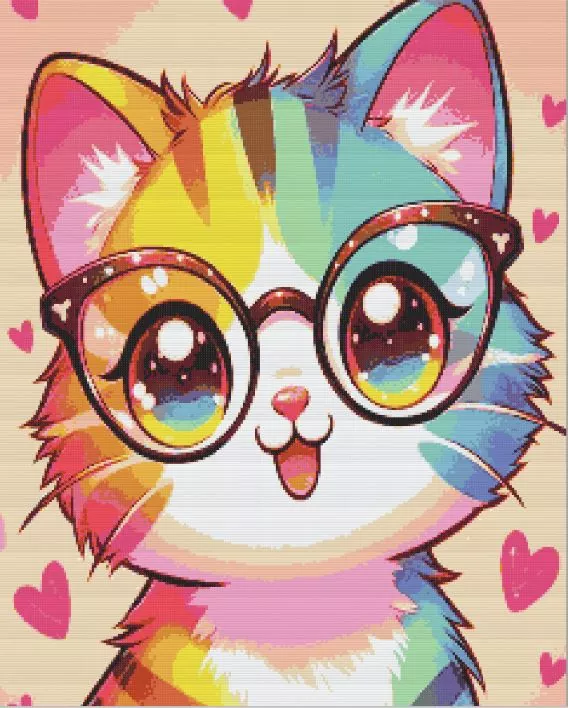 Rainbow Kitty Diamond Paints Rainbow kitty diamond painting kit with vibrant rainbow colors