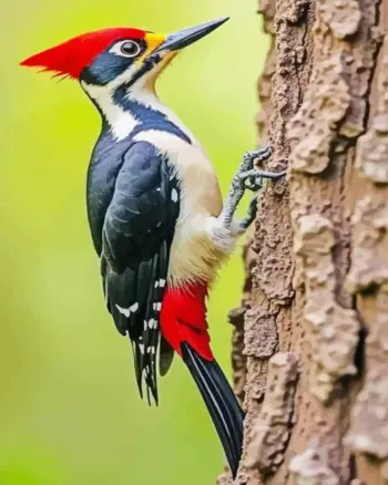 Red crested woodpecker diamond painting kit featuring a colorful woodland bird