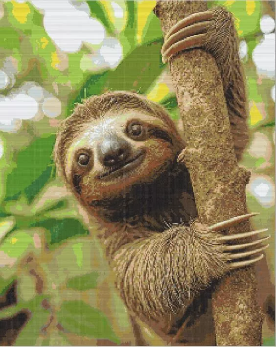 Smiling Sloth on Tree Diamond Paints