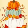 Stacked pumpkins diamond painting kit with warm autumn colors