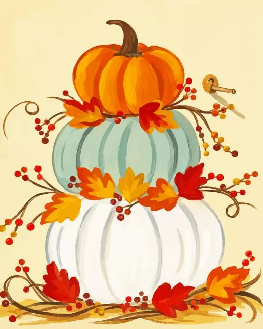Stacked Pumpkins Diamond Painting Stacked pumpkins diamond painting kit with warm autumn colors