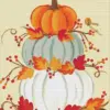 Stacked pumpkins diamond painting kit with warm autumn colors