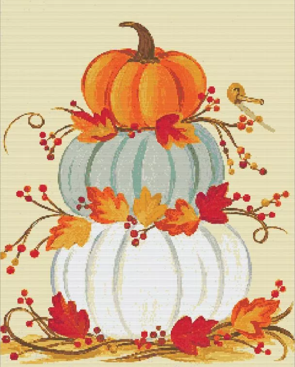 Stacked Pumpkins Diamond Paints Stacked pumpkins diamond painting kit with warm autumn colors
