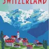 Switzerland poster diamond painting with scenic Alpine mountains