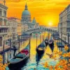 Venice city diamond painting with romantic canals and historic buildings