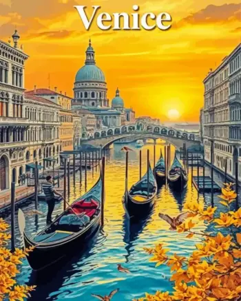 Venice city diamond painting with romantic canals and historic buildings