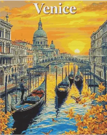 Venice city diamond painting with romantic canals and historic buildings