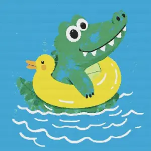 Baby alligator floating diamond painting kit with cute animal design