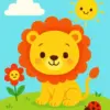 Baby lion diamond painting kit with cute safari animal design