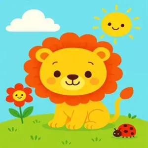 Baby lion diamond painting kit with cute safari animal design