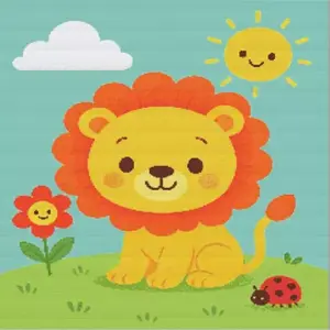 Baby lion diamond painting kit with cute safari animal design