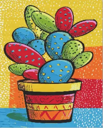 Cactus art diamond painting kit featuring decorative cacti and desert-inspired design
