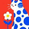 Cat and flower diamond painting kit with colorful floral details