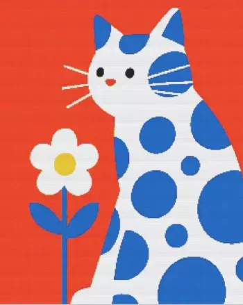 Cat and flower diamond painting kit with colorful floral details