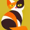 Geometric cat diamond painting kit with bold colorful shapes