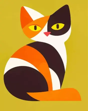 Geometric cat diamond painting kit with bold colorful shapes
