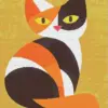 Geometric cat diamond painting kit with bold colorful shapes