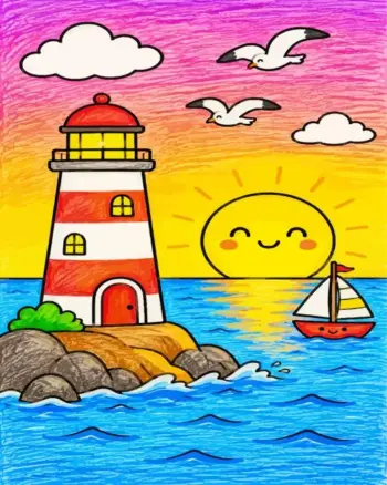A cheerful sunset glowing with warm colors across the sky. A peaceful, uplifting piece for a living room, bedroom, or cozy space, with full-drill 5D sparkle. Square or round drill, every size.
