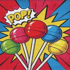Lollipops pop art diamond painting kit featuring colorful, vibrant lollipops