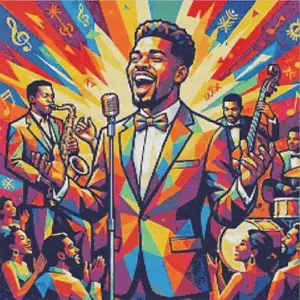 Musician man art diamond painting kit featuring a male musician
