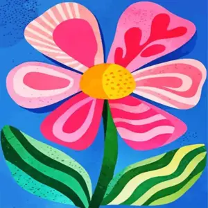 Elegant pink flower diamond painting kit with soft colors and 5D sparkle. Full-drill, square or round, all sizes. Lifetime replacement drills