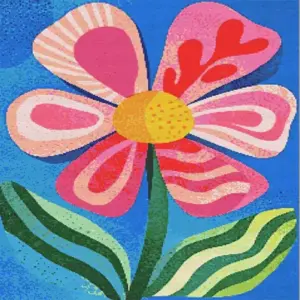 Elegant pink flower diamond painting kit with soft colors and 5D sparkle. Full-drill, square or round, all sizes. Lifetime replacement drills