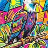 Eagle pop art diamond painting kit with vibrant colors and bold eagle design