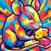 Pop art mouse diamond painting kit with vibrant colors and playful design