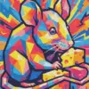 Pop art mouse diamond painting kit with vibrant colors and playful design