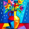 Pop art vase diamond painting kit with vibrant colors and modern artistic design