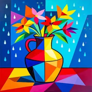 Pop art vase diamond painting kit with vibrant colors and modern artistic design