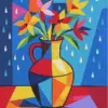Pop art vase diamond painting kit with vibrant colors and modern artistic design