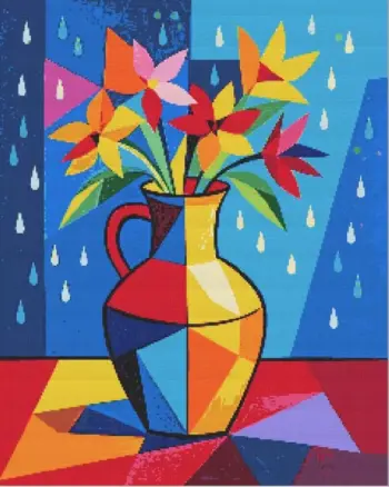 Pop art vase diamond painting kit with vibrant colors and modern artistic design