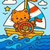 Sailor orange cat diamond painting kit with nautical design