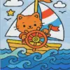 Sailor orange cat diamond painting kit with nautical design